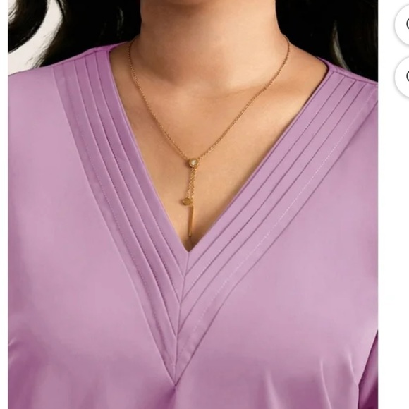 BloomChic Plus Size XL V Neck Plain Pleated Tab Sleeve Blouse us14-16 - Picture 3 of 4